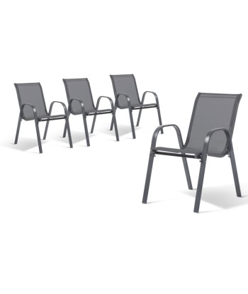 Lot de 4 chaises de jardin en acier gris Jusqu'à 80% De Réduction