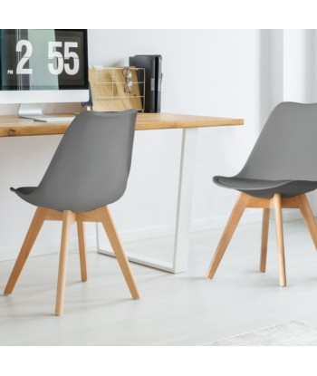 Lot de 2 chaises Scandinaves Gris foncé la colonne vertébrale