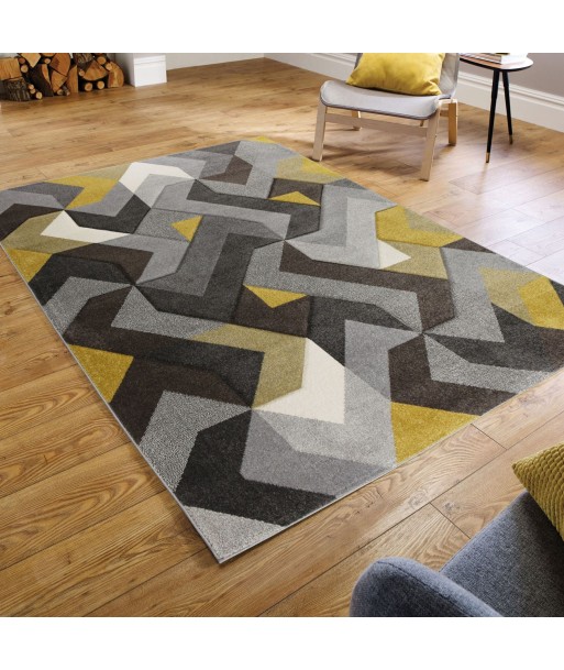 Tapis  graphique Aurora 200x290cm Gris et Jaune le concept de la Pate a emporter 