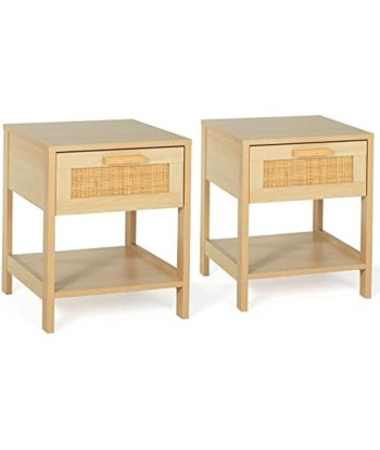 Lot de 2 tables de chevet cannage pas cheres