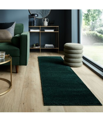 Tapis de couloir shaggy vert foncé poils courts 60x230cm ou a consommer sur place