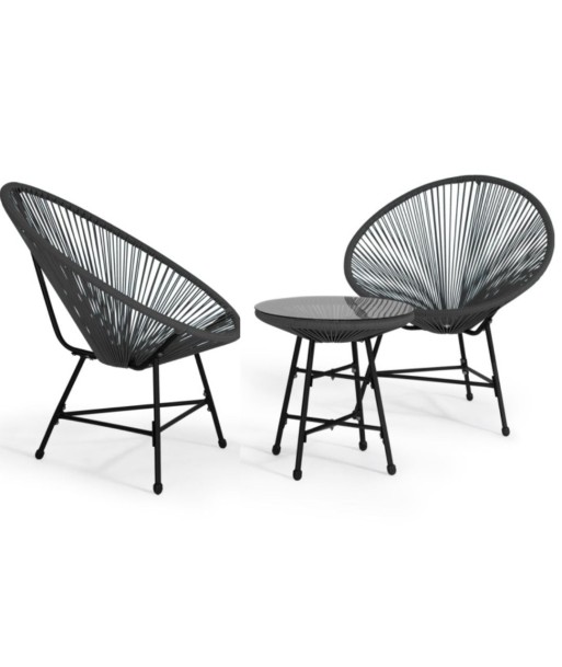 Salon de jardin 2 fauteuils + 1 table Ibiza coloris noir Le MVP de beaucoup