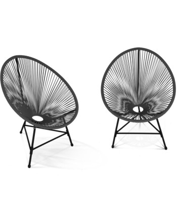 Salon de jardin 2 fauteuils + 1 table Ibiza coloris noir Le MVP de beaucoup