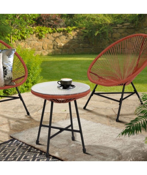 Salon de jardin 2 fauteuils + 1 table Ibiza coloris terracotta JUSQU'A -70%! 