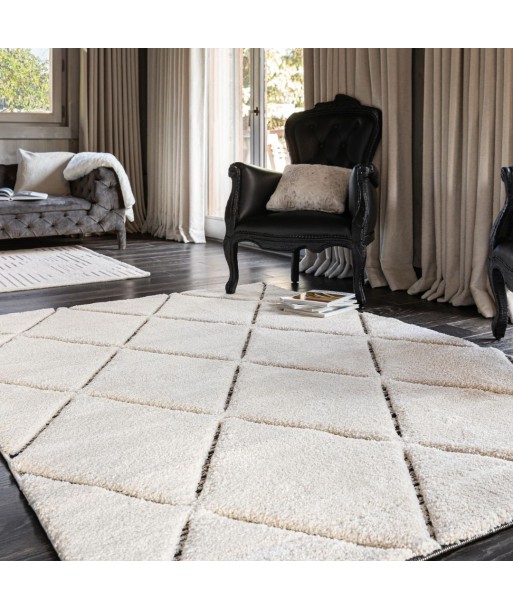 Tapis style Berbère Crème et Noir Athena plus qu'un jeu 