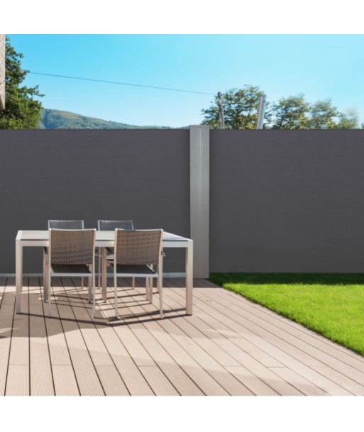 Paravent rétractable double premium gris 1.6x4m Amélioration de cerveau avec