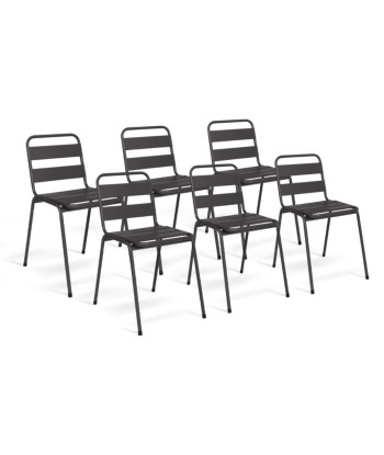 Lot de 6 chaises de jardin noires en acier de votre