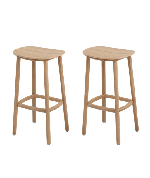 Lot de 2 Tabourets haut design Cruso en bois de votre