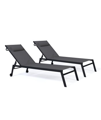 Lot de 2 transats en aluminium noir et gris anthracite store