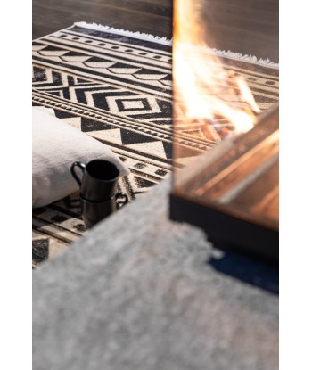 Tapis Fine tissé plat noir et crème 50-70% off 