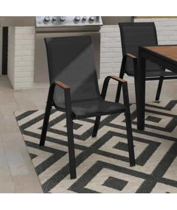 Lot de 4 chaises de jardin empilables noir et bois votre restaurant rapide dans 