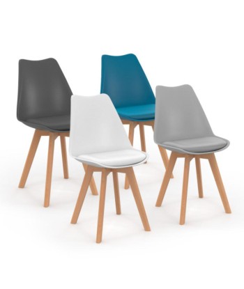 Lot de 4 chaises scandinaves Nordia mix couleurs (BLANC/GRIS CLAIR/BLEU CANARD/GRIS FONCE) de votre