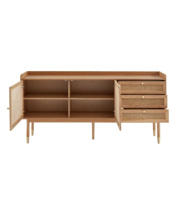 Buffet 2 portes 3 tiroirs en bois et cannage L180cm meilleur choix