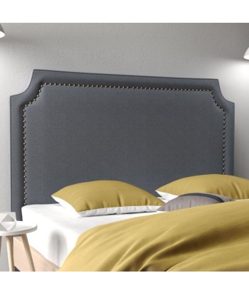 Tête de lit en bois massif tissu gris foncé brillant des détails fins