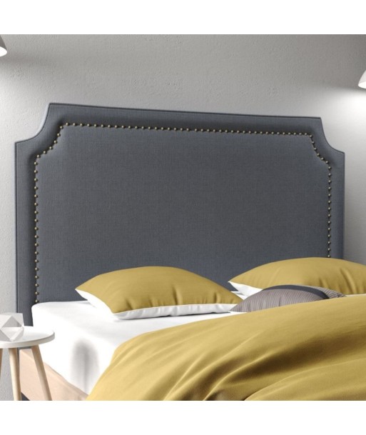 Tête de lit en bois massif tissu gris foncé brillant des détails fins