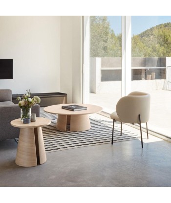 Table basse ronde en bois Drawer - Léger défaut basket pas cher