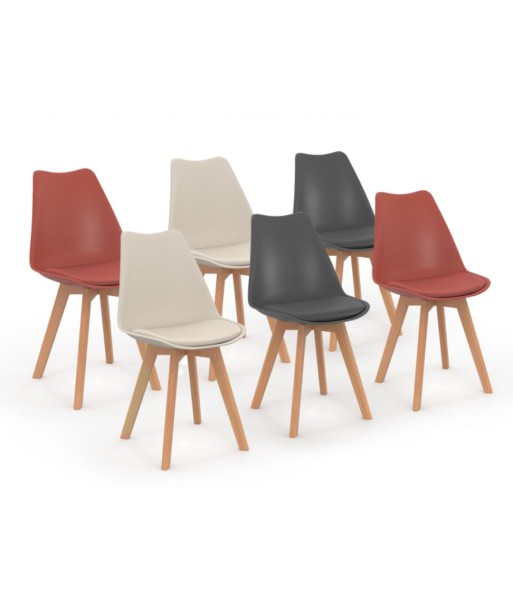 Lot de 6 chaises scandinaves Nordia mix couleurs prix