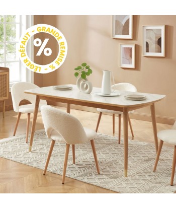 Table à manger extensible 6 à 8 personnes en bois et céramique 160-200x90cm Drawer - Léger défaut pas cher