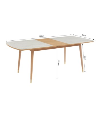 Table à manger extensible 6 à 8 personnes en bois et céramique 160-200x90cm Drawer - Léger défaut pas cher