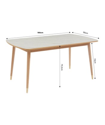 Table à manger extensible 6 à 8 personnes en bois et céramique 160-200x90cm Drawer - Léger défaut pas cher