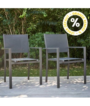 Lot de 4 ou 6 chaises de jardin Oviala en aluminium et textilène avec accoudoirs le des métaux précieux