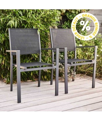 Lot de 4 ou 6 chaises de jardin en aluminium et textilène avec accoudoirs AJACCIO une grave pollution 