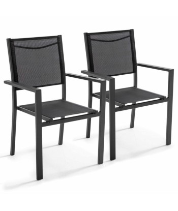 Lot de 4 ou 6 chaises de jardin en aluminium et textilène avec accoudoirs AJACCIO une grave pollution 