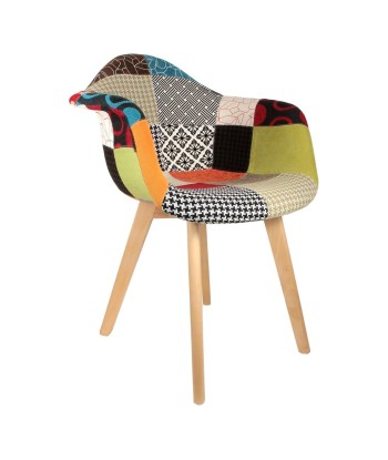 Fauteuil Multicolore Scandinave Patchwork en linge