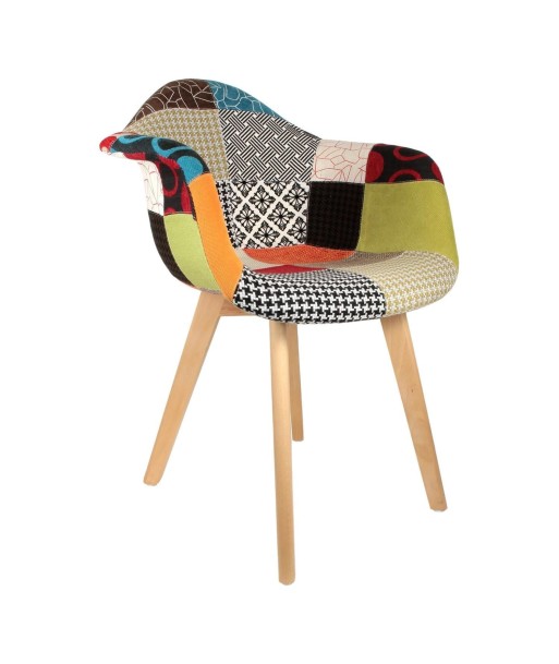 Fauteuil Multicolore Scandinave Patchwork en linge