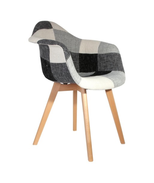 Fauteuil Scandinave Patchwork Gris pas cher 