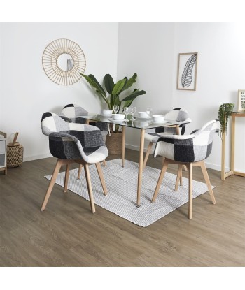 Fauteuil Scandinave Patchwork Gris pas cher 