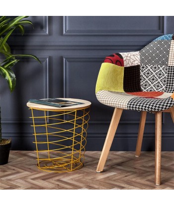 Fauteuil Multicolore Scandinave Patchwork en linge