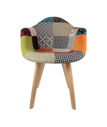 Fauteuil Multicolore Scandinave Patchwork en linge