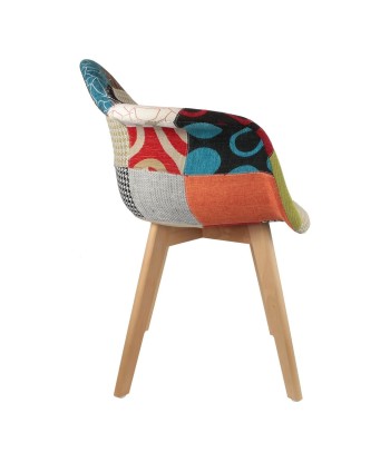 Fauteuil Multicolore Scandinave Patchwork en linge