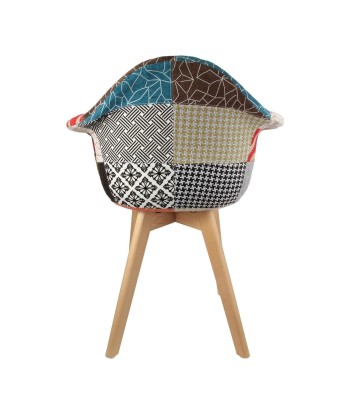 Fauteuil Multicolore Scandinave Patchwork en linge