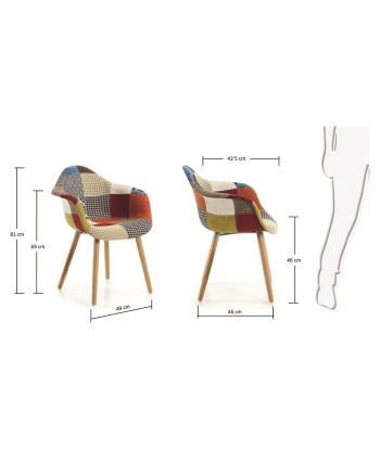 Fauteuil Multicolore Scandinave Patchwork en linge