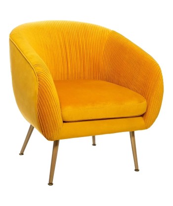 Fauteuil Velours Plissé Jaune Solaro france