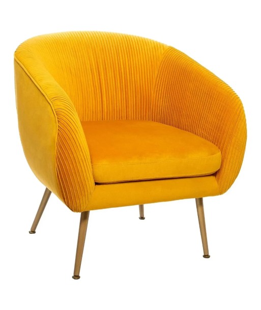 Fauteuil Velours Plissé Jaune Solaro france