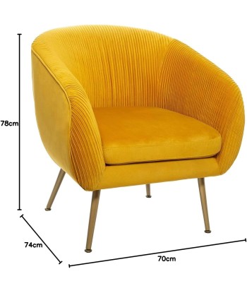 Fauteuil Velours Plissé Jaune Solaro france