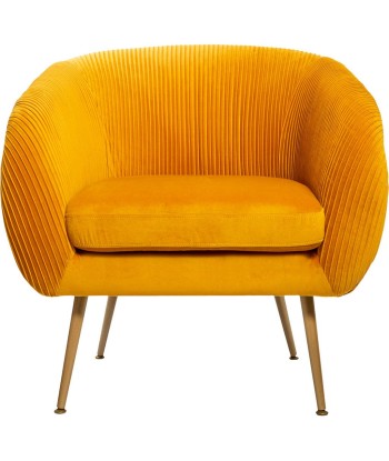 Fauteuil Velours Plissé Jaune Solaro france