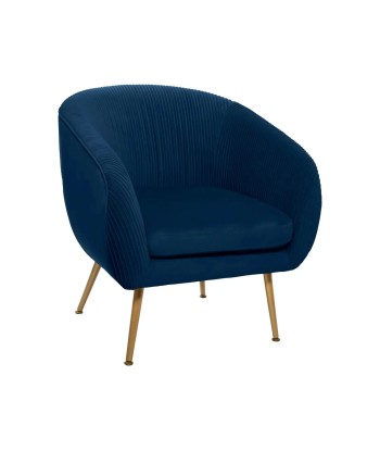 Fauteuil Solaro en Velours Plissé Bleu de pas cher