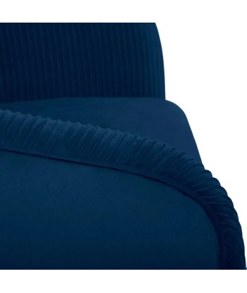 Fauteuil Solaro en Velours Plissé Bleu de pas cher