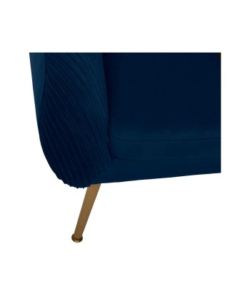 Fauteuil Solaro en Velours Plissé Bleu de pas cher