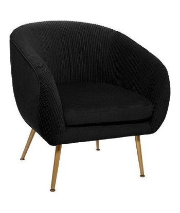 Fauteuil Velours Plissé Noir Solaro livraison gratuite