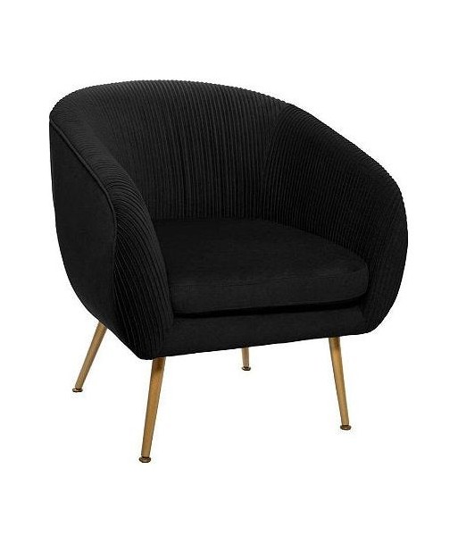 Fauteuil Velours Plissé Noir Solaro livraison gratuite