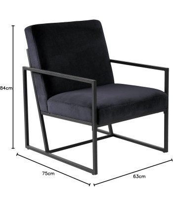 Fauteuil Noir Velours Agatha brillant des détails fins