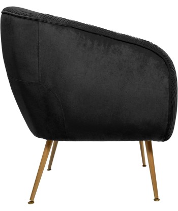 Fauteuil Velours Plissé Noir Solaro livraison gratuite