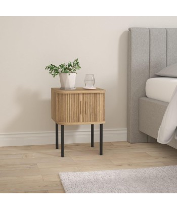 Table de Chevet 2 Portes Beige Colva en linge